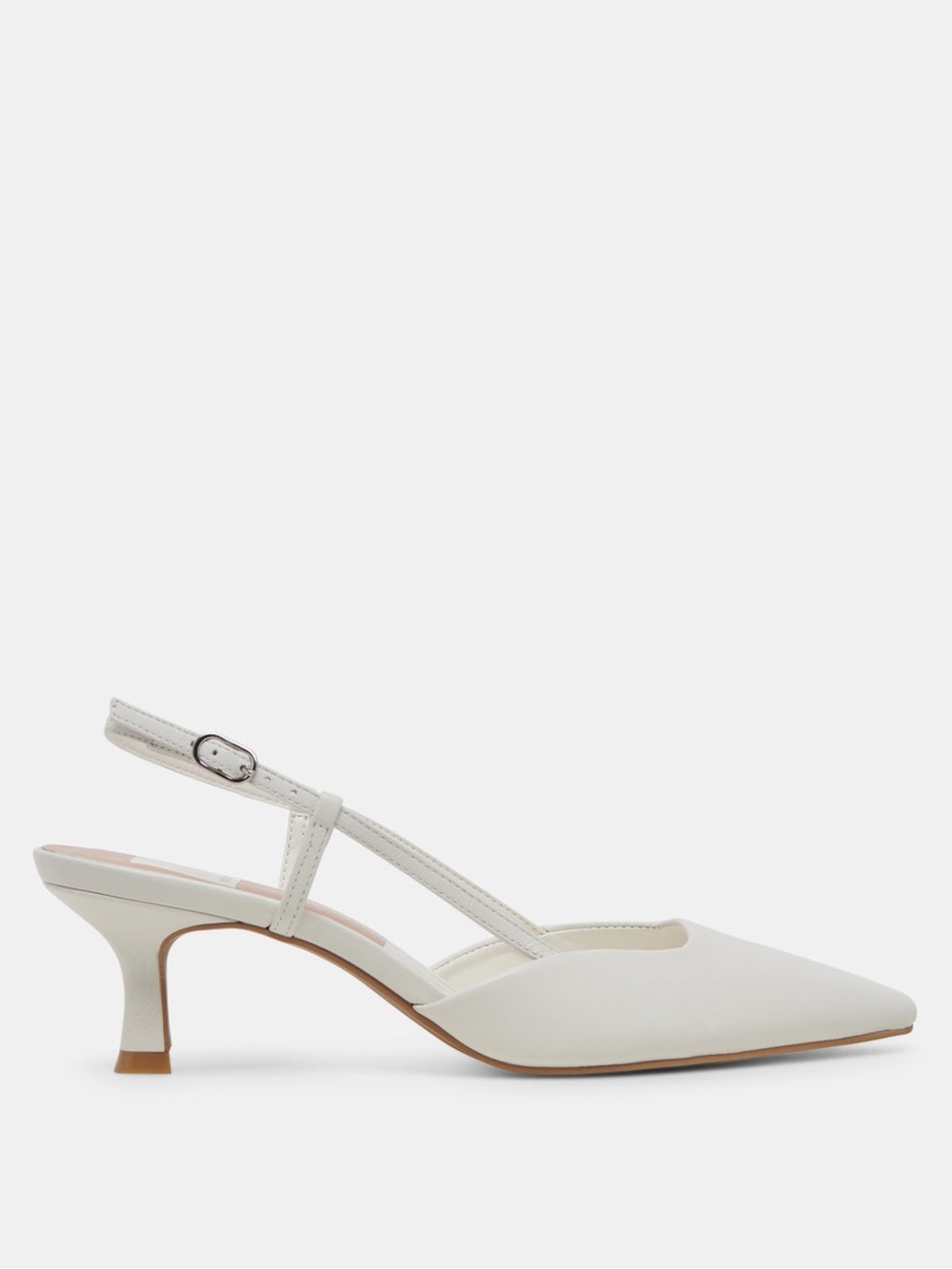 Dolce Vita White Pointed-Toe Slingback Kitten Heel